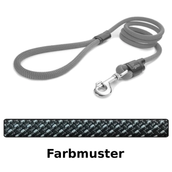 klassische Hundeleine - L - 175cm - schwarz mit silber Punkten
